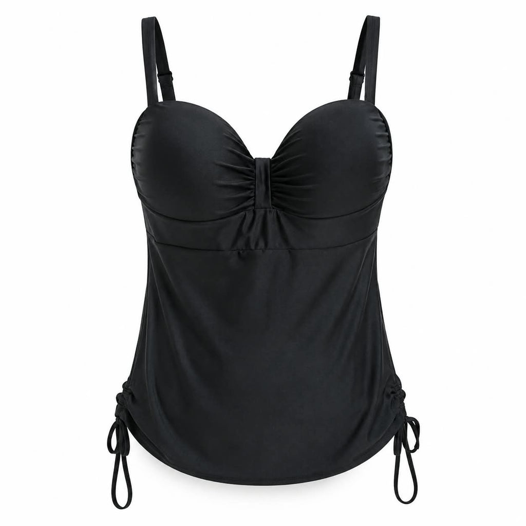 Swimsuit Set-Ruched Tankini Top With Swim Shorts
