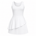 KORE Women's Asymmetric Pleated Performance Dress With Padded Bra