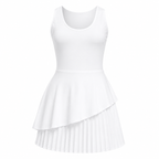 KORE Women's Asymmetric Pleated Performance Dress With Padded Bra