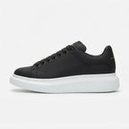 Chunky Sole Classic Leather Sneakers - Premium Black Luxury Shoes
