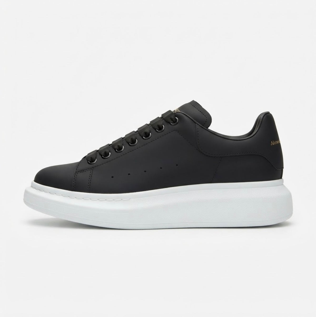Chunky Sole Classic Leather Sneakers - Premium Black Luxury Shoes