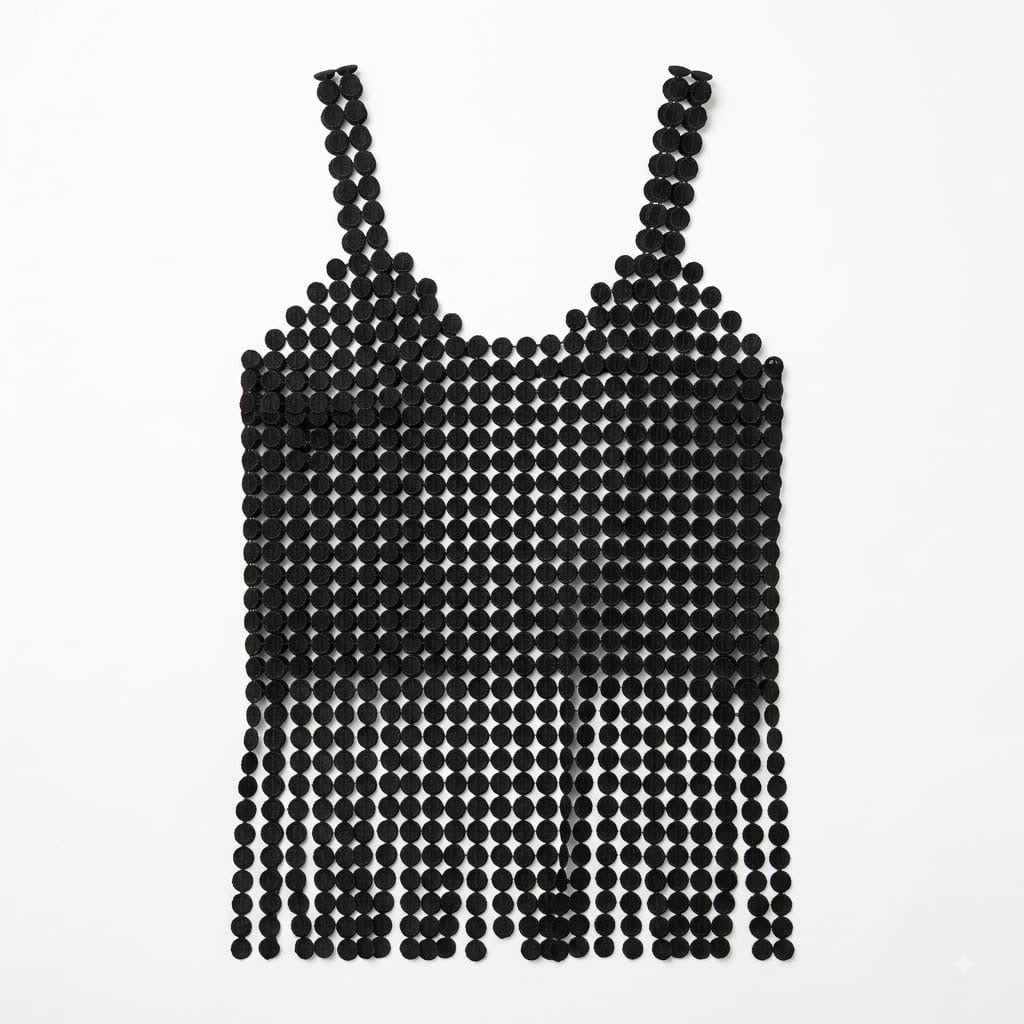 Black Sequin Fringe Beach Cover Up-Shiny Swimsuit Cover Up Top