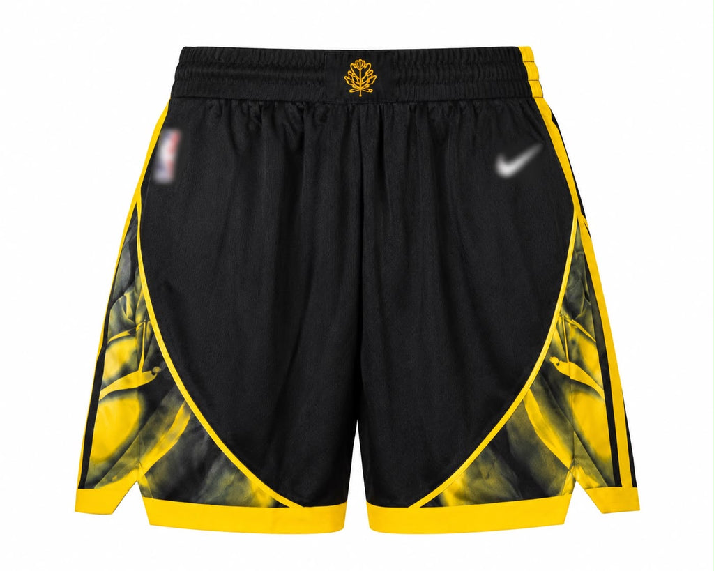 Black Yellow Athletic Basketball Shorts Lightweight Performance Fit