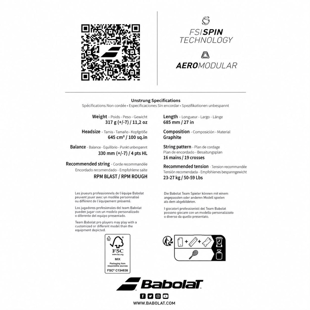 Aero Rafa  Tennis Racket Babolat Pure Aero