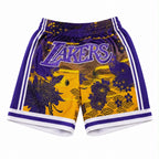 Los Angeles Basketball Purple & Gold Floral Mesh Short