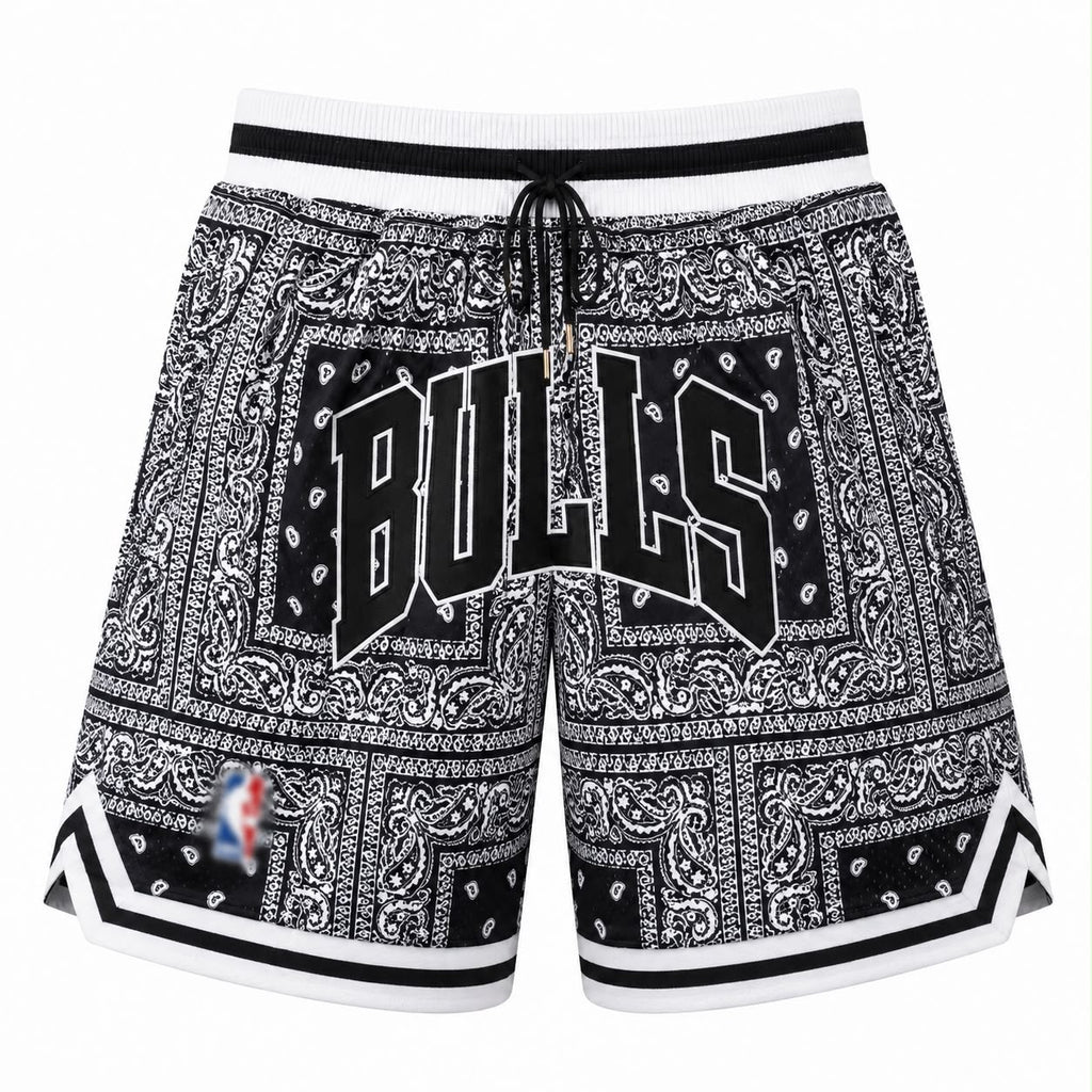 Chicago Bulls White Black Paisley Mesh Basketball Shorts