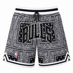 Chicago Bulls White Black Paisley Mesh Basketball Shorts