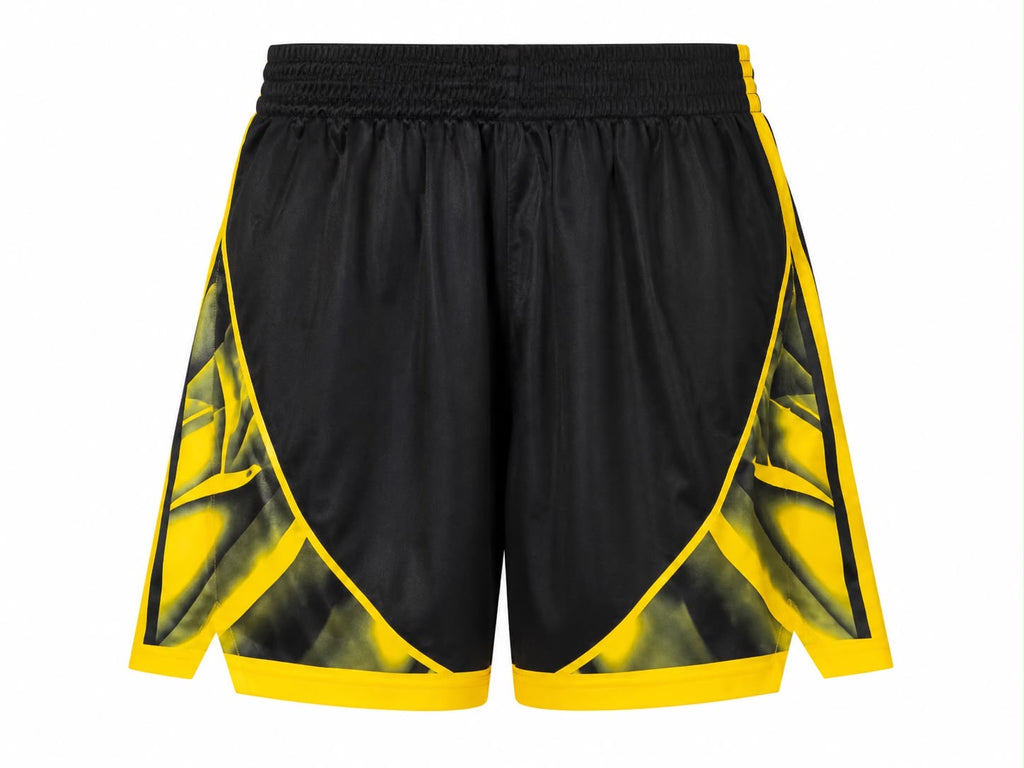 Black Yellow Athletic Basketball Shorts Lightweight Performance Fit