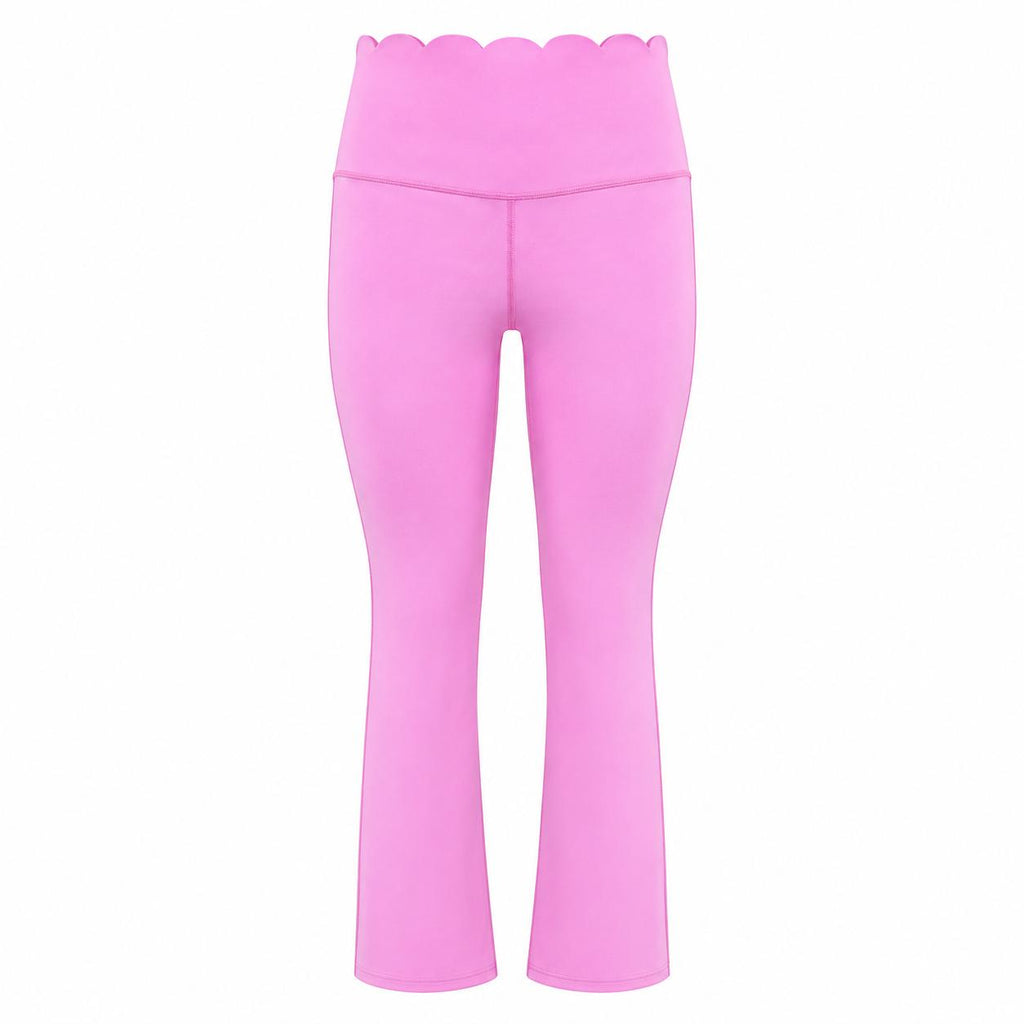 KORE Scallop Edge High-Waisted Flare Leggings -Soft Yoga Pants