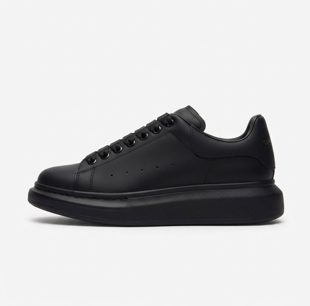 Chunky Sole Classic Leather Sneakers - Premium Black Luxury Shoes