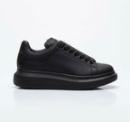 Chunky Sole Classic Leather Sneakers - Premium Black Luxury Shoes