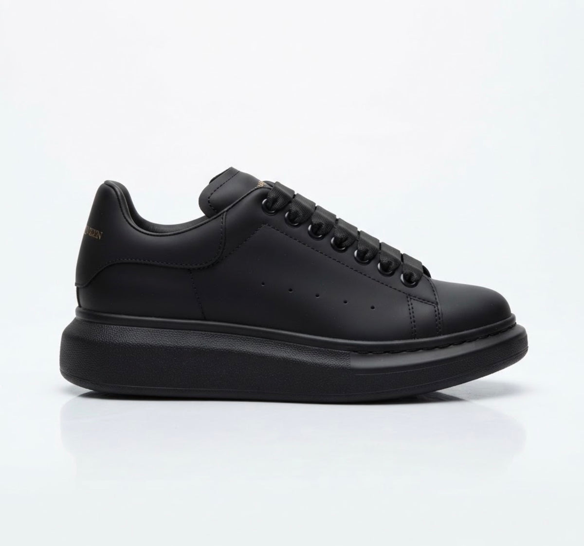 Chunky Sole Classic Leather Sneakers - Premium Black Luxury Shoes