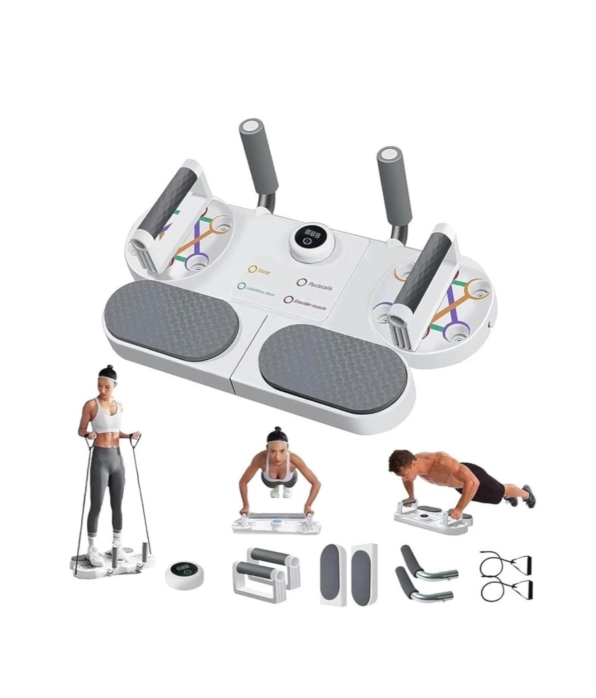 Multifuncional Push-Up Training Set With Automated Digital Counter, Bars, and Resistance Band