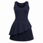 KORE Women's Asymmetric Pleated Performance Dress With Padded Bra