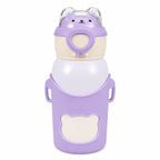 Insulated Kids 500ml Water Bottle -Cute Bear Straw Thermos
