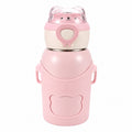 Insulated Kids 500ml Water Bottle -Cute Bear Straw Thermos