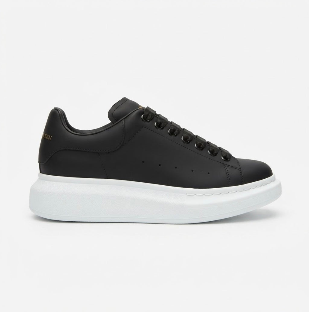 Chunky Sole Classic Leather Sneakers - Premium Black Luxury Shoes