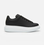 Chunky Sole Classic Leather Sneakers - Premium Black Luxury Shoes
