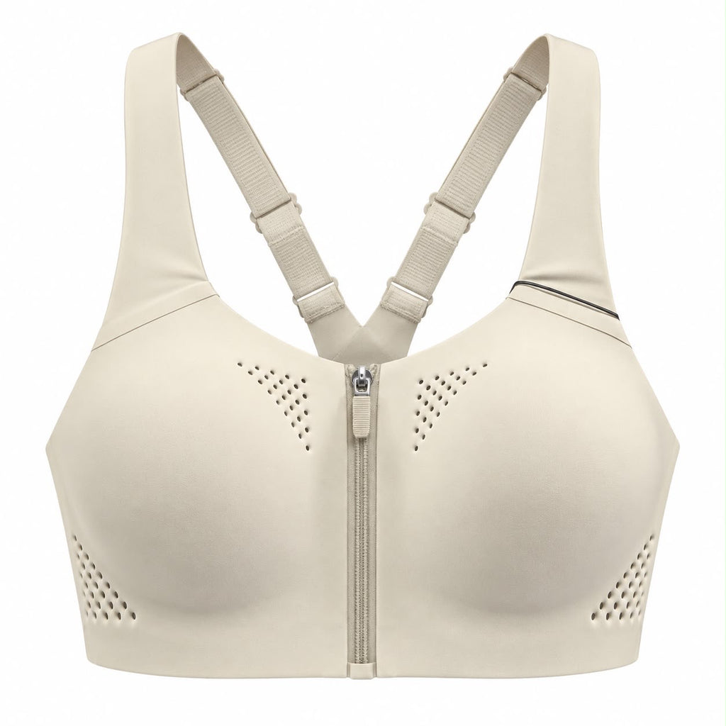 KORE Women High -Impact Front Zip Sports Bra With Adjustable Straps