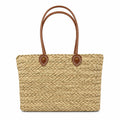 Striped Straw Beach Basket Bag