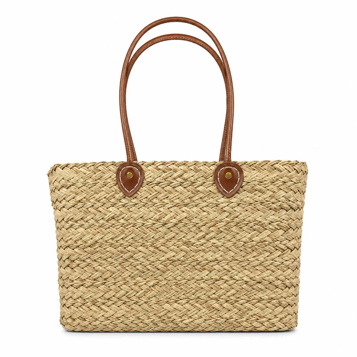 Striped Straw Beach Basket Bag