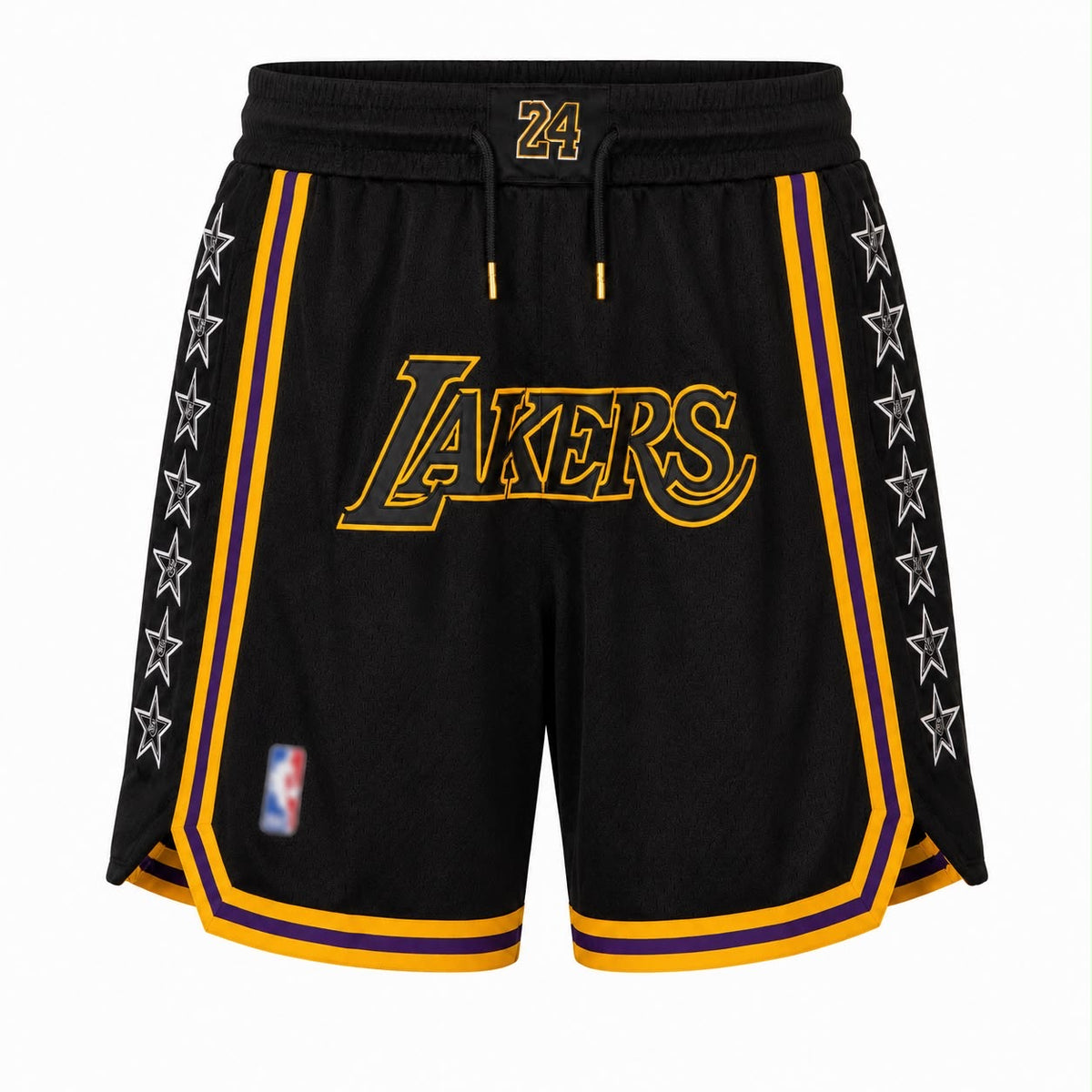 Black Los Angeles Basketball Mesh Shorts #24 Regular Fit