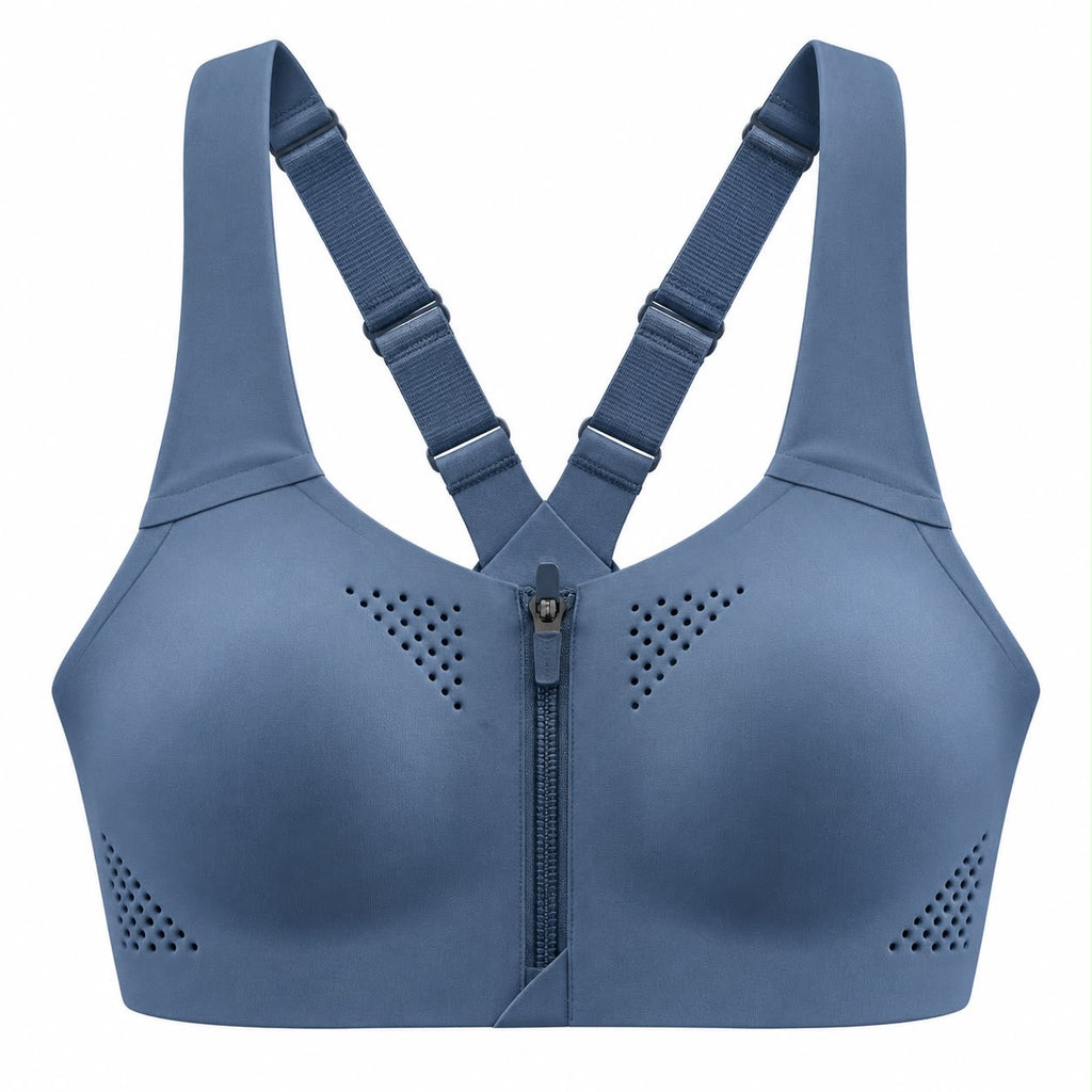 KORE Women High -Impact Front Zip Sports Bra With Adjustable Straps