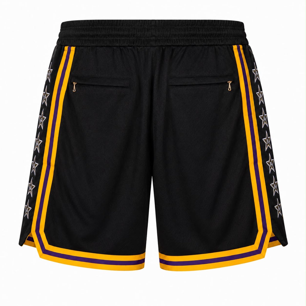 Black Los Angeles Basketball Mesh Shorts #24 Regular Fit