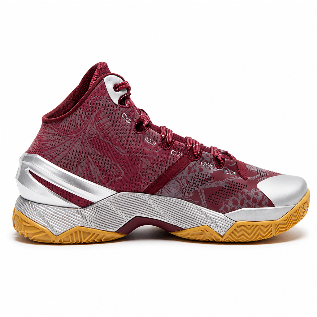 Men's Maroon High-Top Performance Basketball Sneakers-Cushioned Court Shoes