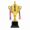 Gold Championship Trophy Cup with Red, White & Blue Ribbons (61cm)