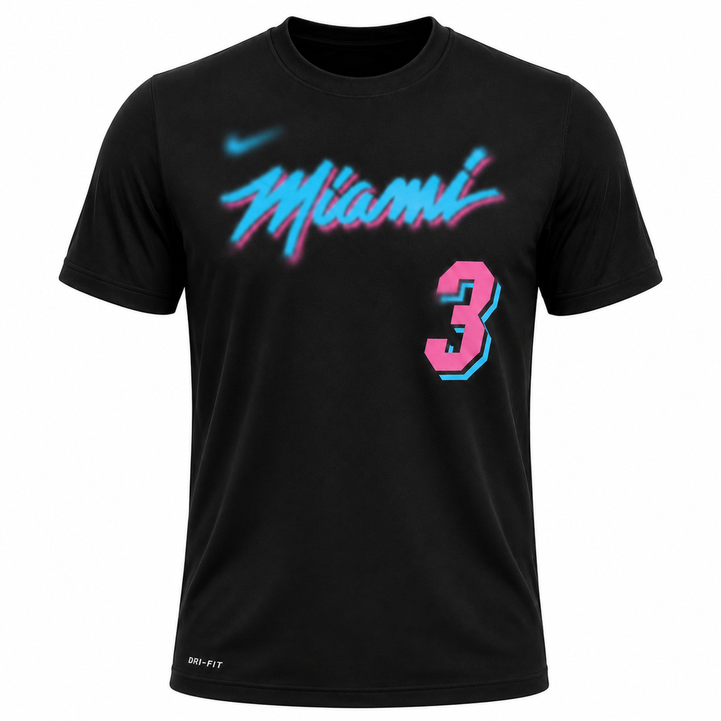 Miami Basketball #3 Wade Graphic T-shirt Regular Fit