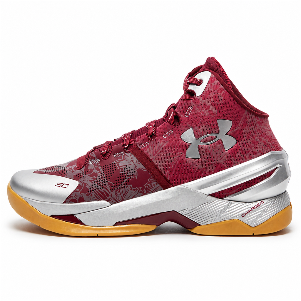 Men's Maroon High-Top Performance Basketball Sneakers-Cushioned Court Shoes