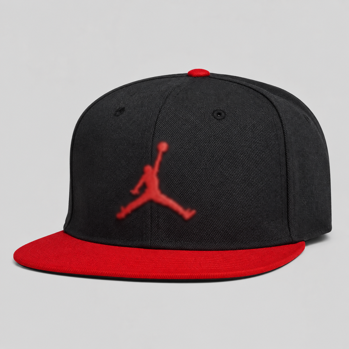 Black & Red Basketball Jumpman Style  Flat Birm Snapback Cap