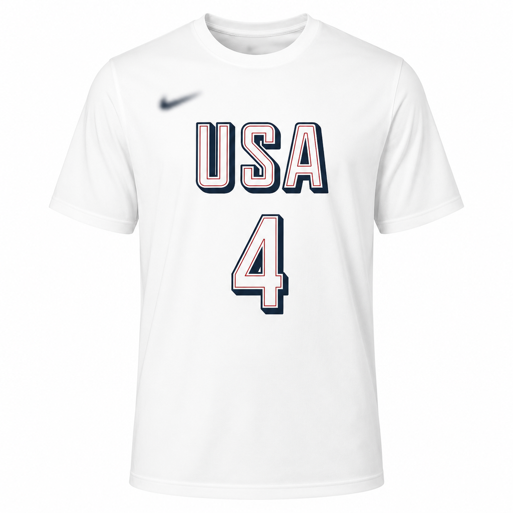 USA #4 Curry Basketball Graphic T-Shirt-Regular Fit-