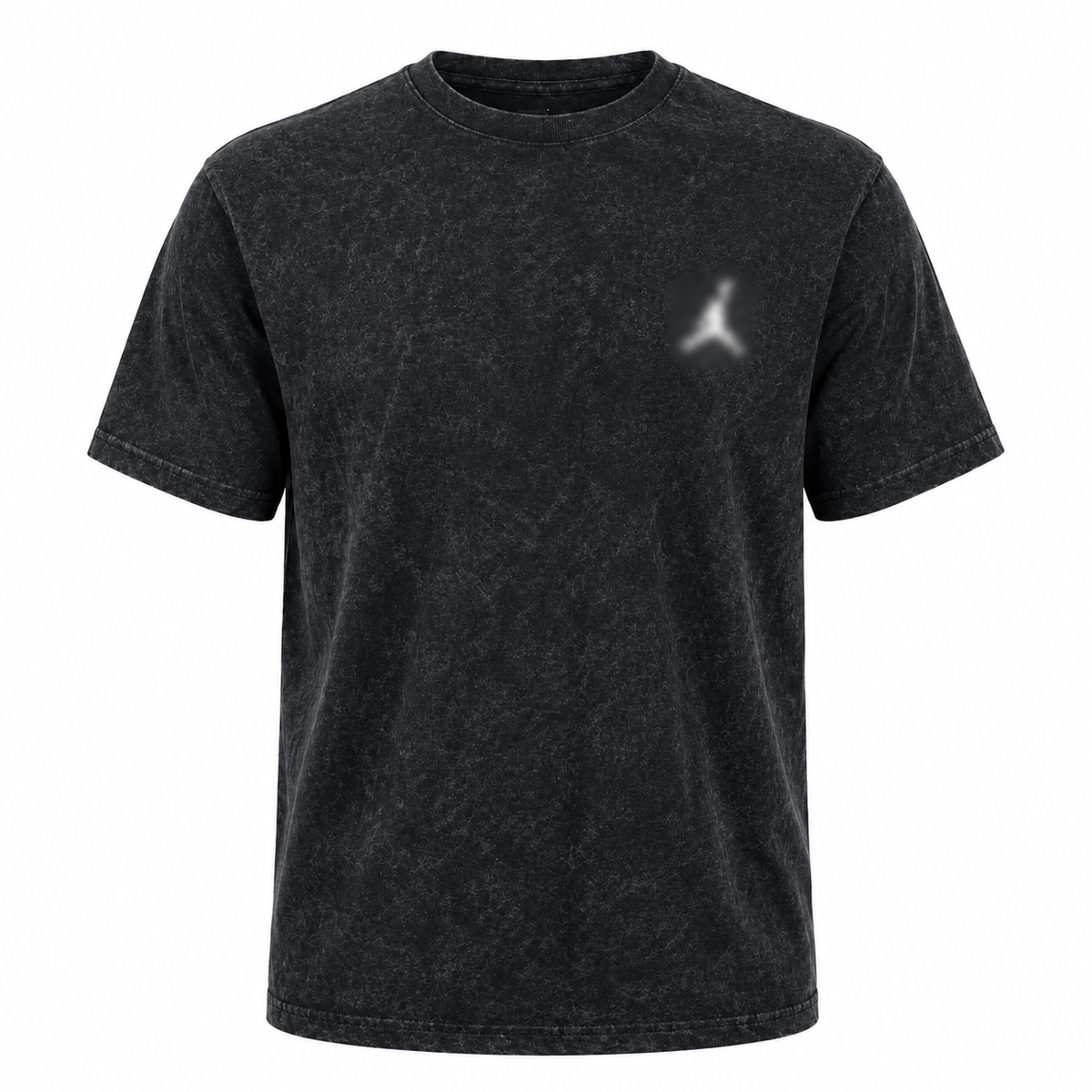 Vintage Washed Black Graphic Casual Tee -Regular Fit-