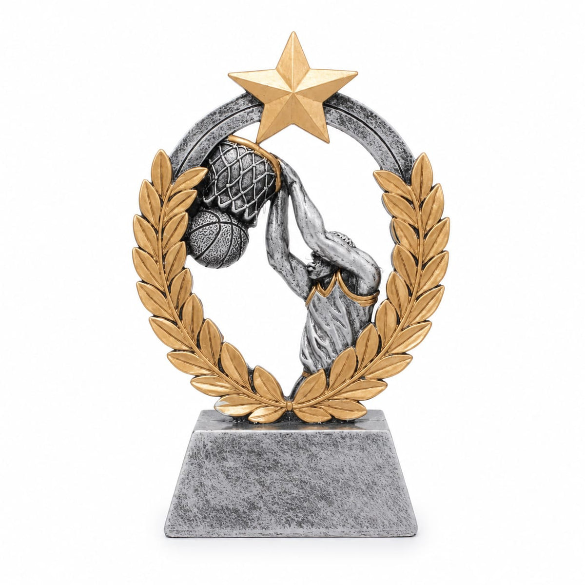 Basketball Slam Dunk Trophy Award – Gold & Silver Finish (19cm)