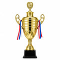 Gold Championship Trophy Cup with Red & Blue Ribbons (86CM)