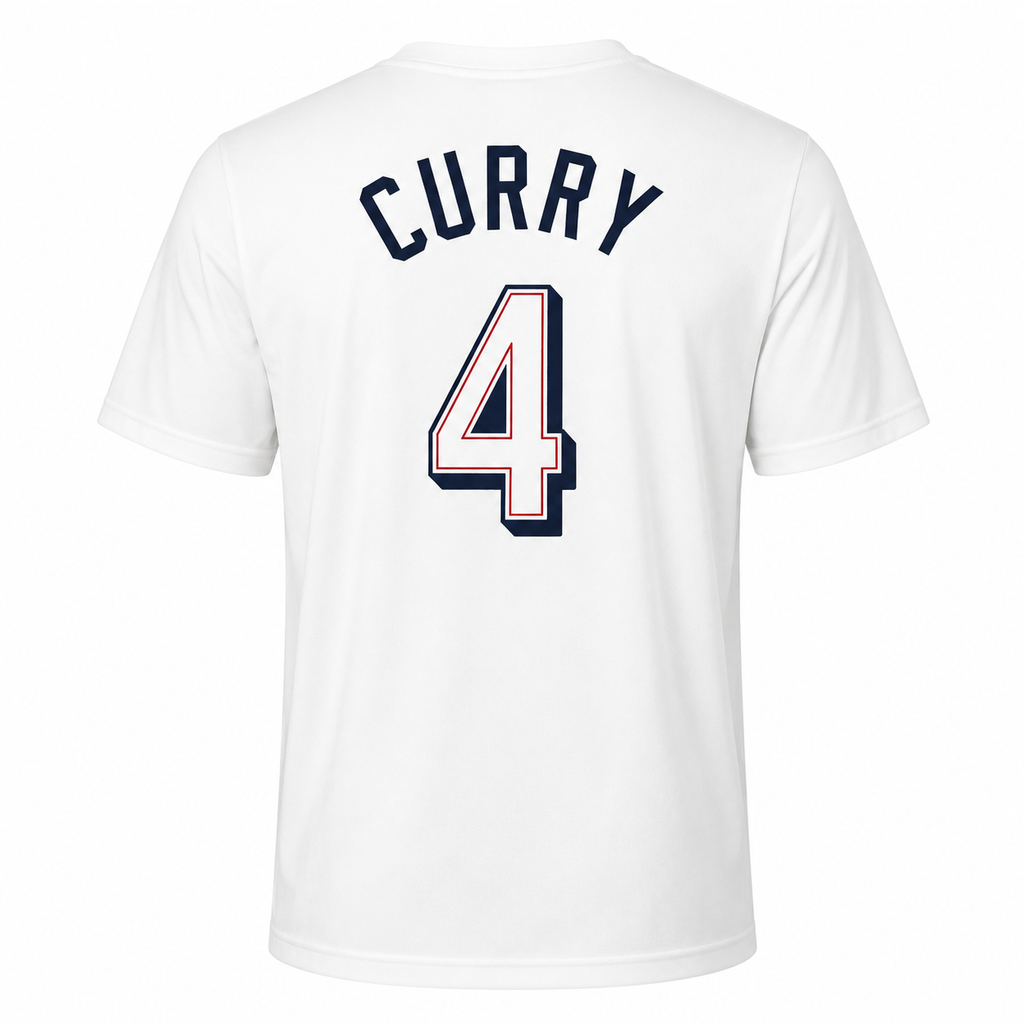 USA #4 Curry Basketball Graphic T-Shirt-Regular Fit-